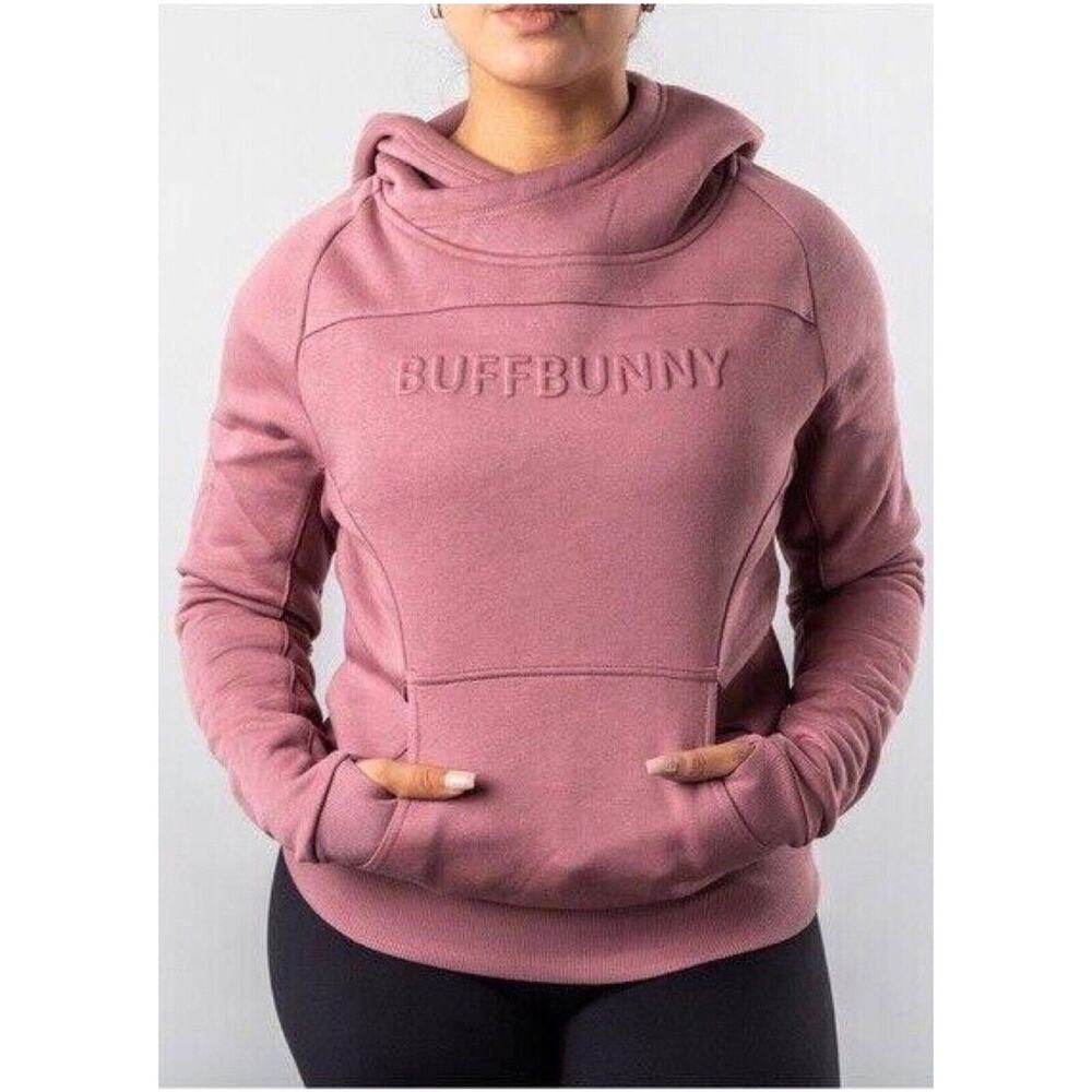 Buff Bunny Collection Embossed Spellout Beyond Cowlneck Pink Hoodie Size XS